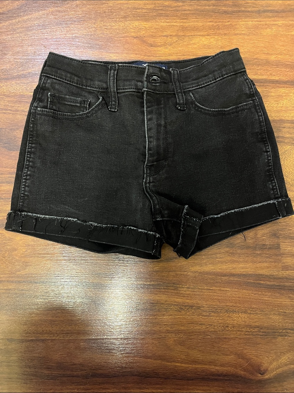 Hollister Black Rolled Hem High Rise 3” Denim Shorts